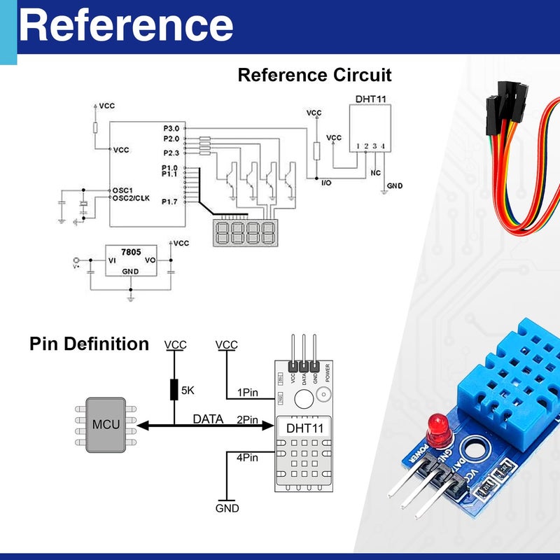 Usdrwam 6 Set Digital Temperature and Humidity Sensor Modules, Compatible with DHT11, 3.3V–5V Sensors for Arduino with Dupont Wires - Image 5